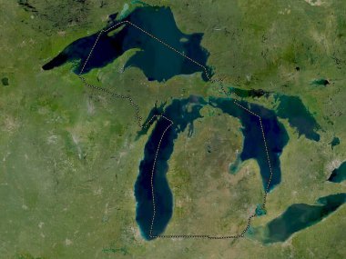 Michigan, Amerika Birleşik Devletleri. Düşük çözünürlüklü uydu haritası