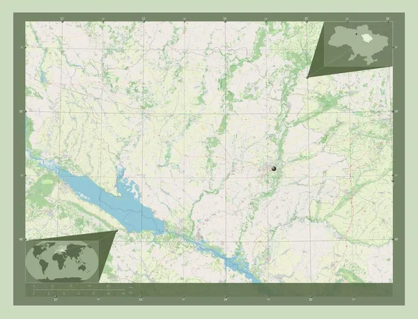 Połtawa Region Ukrainy Otwórz Mapę Ulic Pomocnicze Mapy Położenia Narożnika — Zdjęcie stockowe