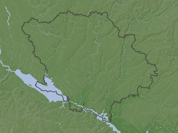 Poltava Region Ukraine Elevation Map Colored Wiki Style Lakes Rivers — Stock Photo, Image