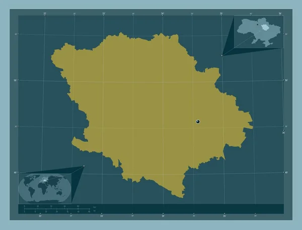 Poltava Regionen Ukraina Fast Färgform Hjälpkartor För Hörnen — Stockfoto