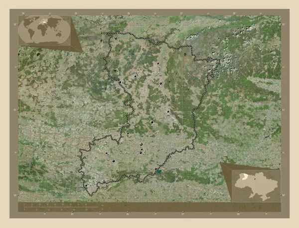 Rivne Região Ucrânia Mapa Satélite Alta Resolução Locais Das Principais — Fotografia de Stock