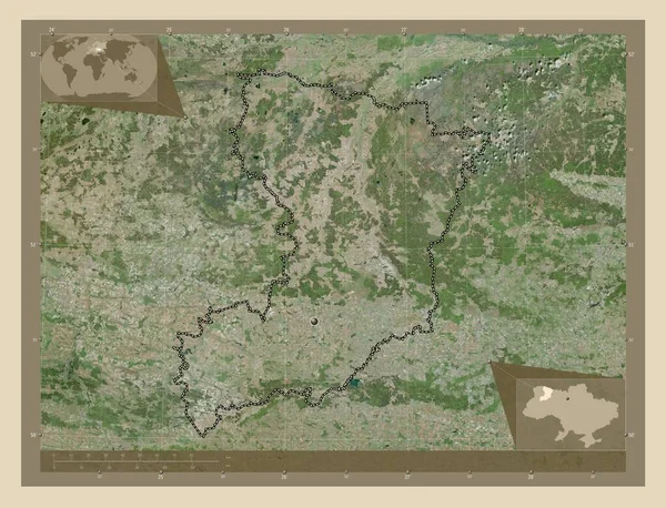Rivne 乌克兰地区 高分辨率卫星地图 角辅助位置图 — 图库照片