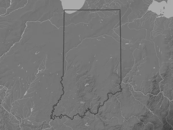 Indiana Amerikai Egyesült Államok Kétszintes Emelkedési Térkép Tavakkal Folyókkal — Stock Fotó