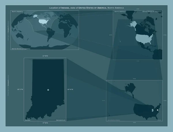 Indiana Estados Unidos América Diagrama Mostrando Localização Região Mapas Maior — Fotografia de Stock