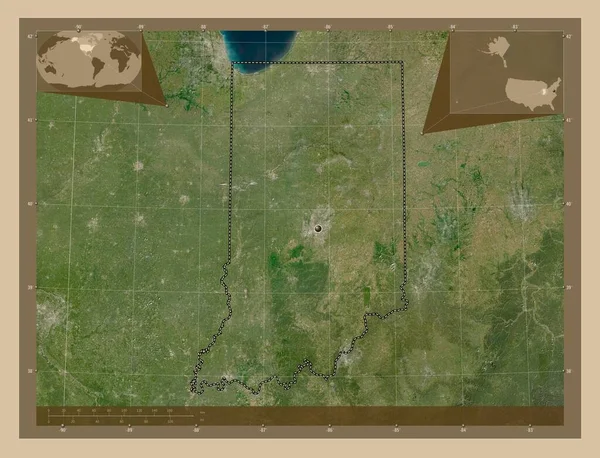 Indiana Stato Degli Stati Uniti America Mappa Satellitare Bassa Risoluzione — Foto Stock