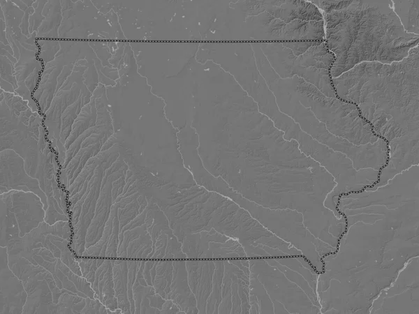 Iowa State United States America Bilevel Elevation Map Lakes Rivers — Stock Photo, Image