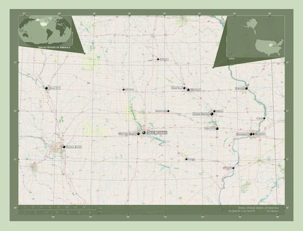 Iowa State United States America Open Street Map Locations Names — Stock Photo, Image