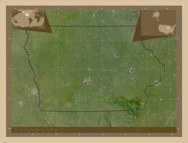 Айова Штат Соединенные Штаты Америки Карта Спутника Низкого Разрешения Места — стоковое фото
