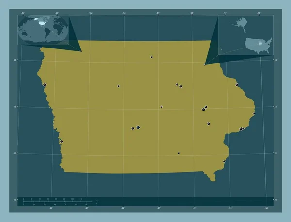 Iowa Amerikas Förenta Stater Fast Färgform Platser För Större Städer — Stockfoto