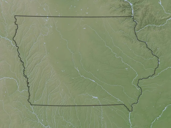 美国爱荷华州 带有湖泊和河流的Wiki风格的高程图 — 图库照片