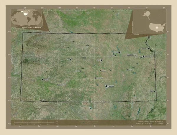 Канзас Штат Сша Супутникова Карта Високої Роздільної Здатності Місця Розташування — стокове фото
