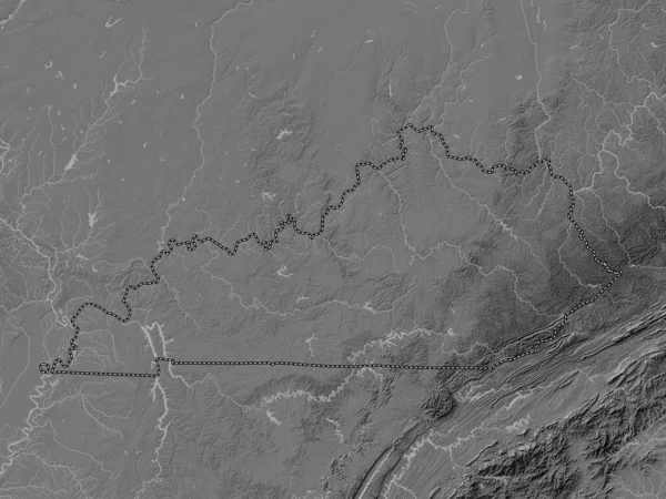 Kentucky Stan Stany Zjednoczone Ameryki Dwupoziomowa Mapa Wysokości Jeziorami Rzekami — Zdjęcie stockowe