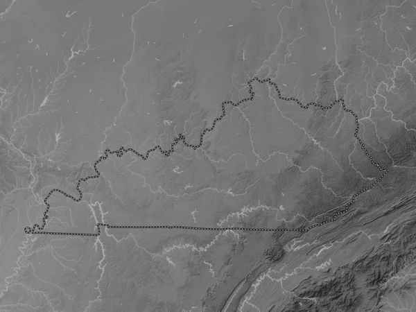Kentucky État Des États Unis Amérique Carte Altitude Niveaux Gris — Photo