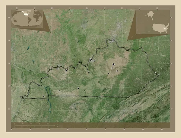 Kentucky Amerika Birleşik Devletleri Yüksek Çözünürlüklü Uydu Bölgenin Büyük Şehirlerinin — Stok fotoğraf