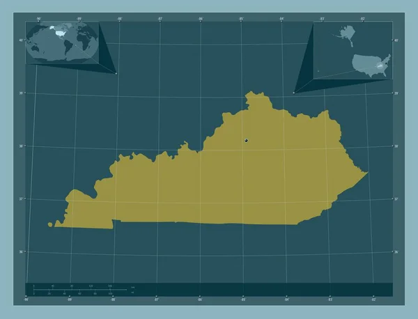 Kentucky Estado Los Estados Unidos América Forma Color Sólido Mapas — Foto de Stock