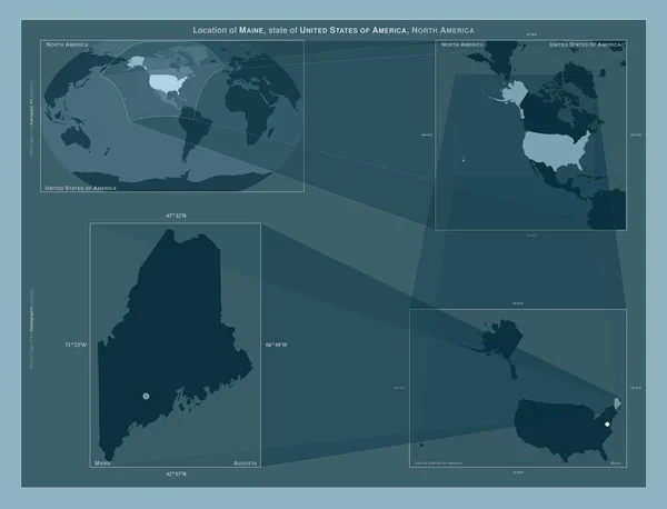Maine Amerikas Förenta Stater Diagram Som Visar Regionens Läge Storskaliga — Stockfoto