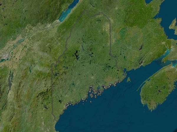 Maine Estado Dos Estados Unidos América Mapa Satélite Baixa Resolução — Fotografia de Stock