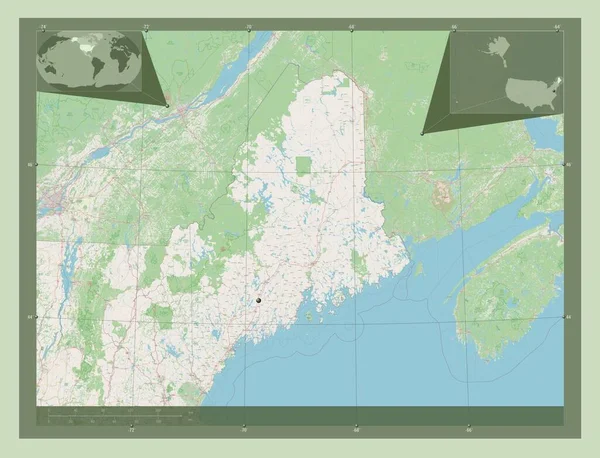 Maine Staat Van Verenigde Staten Van Amerika Open Plattegrond Hulplocatiekaarten — Stockfoto