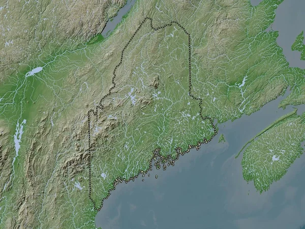 Maine Amerikas Förenta Stater Höjd Karta Färgad Wiki Stil Med — Stockfoto