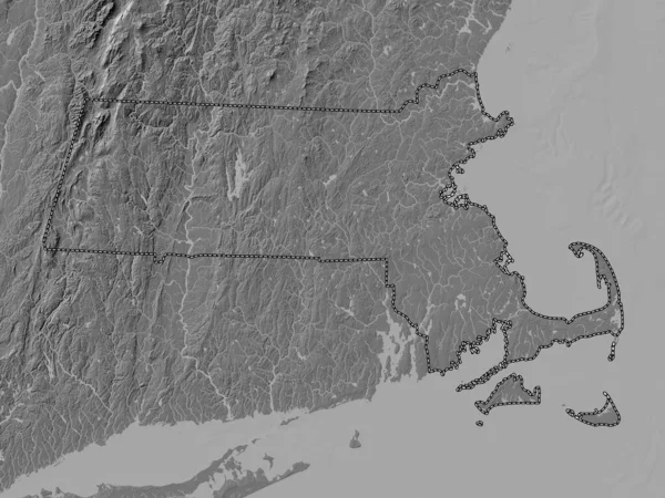 マサチューセッツ州 アメリカ合衆国の州 湖や川と二階の標高マップ — ストック写真