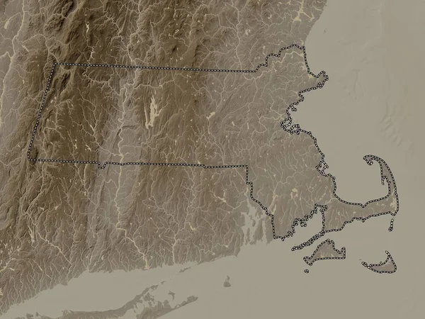 Massachusetts Stato Degli Stati Uniti America Mappa Elevazione Colorata Toni — Foto Stock