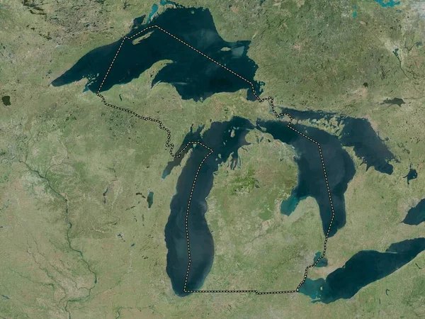 Michigan Estado Dos Estados Unidos América Mapa Satélite Alta Resolução — Fotografia de Stock
