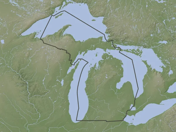 Michigan Negara Bagian Amerika Serikat Peta Ketinggian Diwarnai Dalam Gaya — Stok Foto