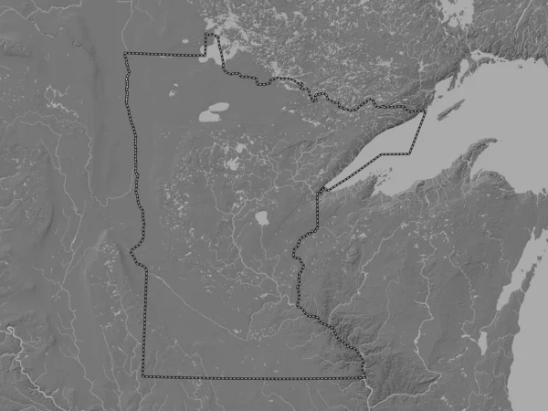 Minnesota State United States America Bilevel Elevation Map Lakes Rivers — Stock Photo, Image