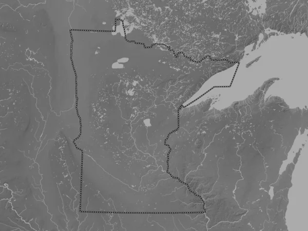 Minnesota Stato Degli Stati Uniti America Mappa Elevazione Scala Grigi — Foto Stock