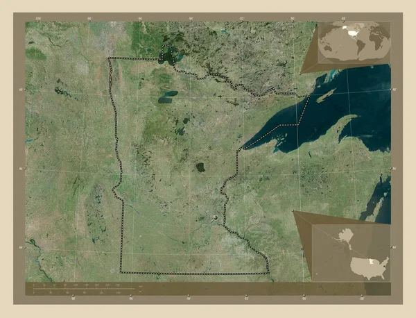 Μινεσότα Πολιτεία Των Ηπα Υψηλής Ανάλυσης Δορυφορικός Χάρτης Γωνιακοί Χάρτες — Φωτογραφία Αρχείου