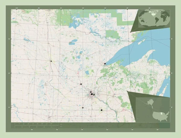 Minnesota Staat Van Verenigde Staten Van Amerika Open Plattegrond Locaties — Stockfoto