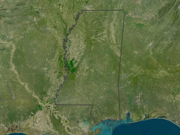 密西西比 美利坚合众国的州 低分辨率卫星地图 — 图库照片