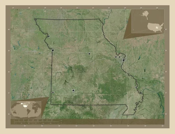 Missouri Stan Stany Zjednoczone Ameryki Mapa Satelity Wysokiej Rozdzielczości Lokalizacje — Zdjęcie stockowe