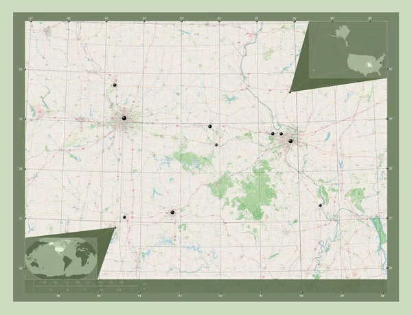 Missouri Stát Spojené Státy Americké Otevřít Mapu Ulice Umístění Velkých — Stock fotografie