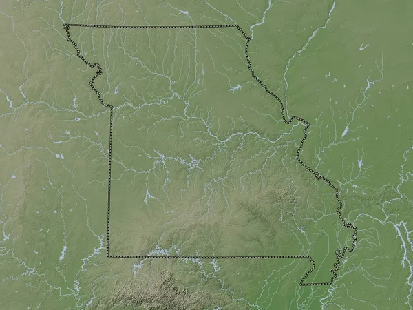 Missouri Estados Unidos América Mapa Elevação Colorido Estilo Wiki Com — Fotografia de Stock