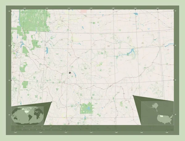 Montana Staat Van Verenigde Staten Van Amerika Open Plattegrond Hulplocatiekaarten — Stockfoto