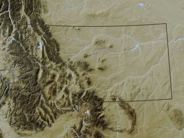 Montana Stato Degli Stati Uniti America Mappa Dell Elevazione Colorata — Foto Stock