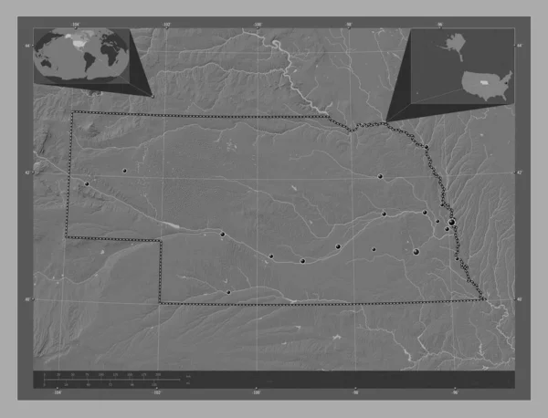 Nebraska État Des États Unis Amérique Carte Altitude Bilevel Avec — Photo