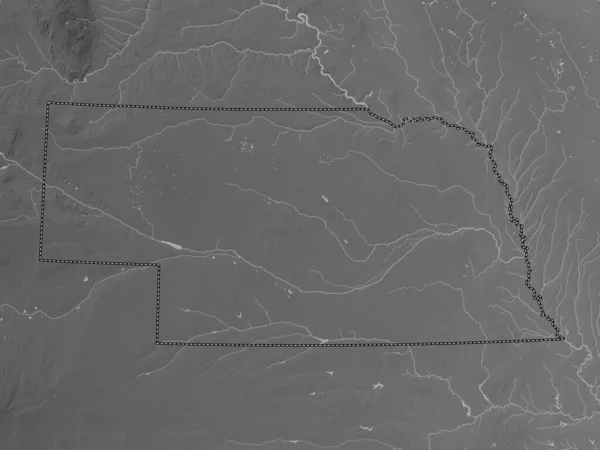 内布拉斯加州 美利坚合众国 带有湖泊和河流的灰度高程图 — 图库照片