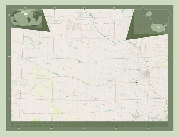 Небраска Штат Соединенные Штаты Америки Карта Улиц Вспомогательные Карты Расположения — стоковое фото