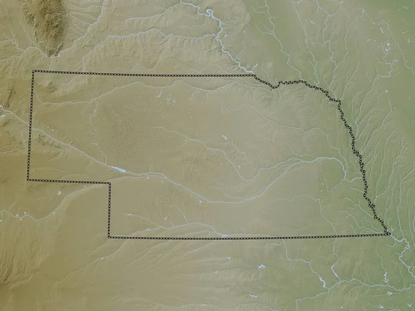Небраска Штат Соединенные Штаты Америки Карта Высот Окрашенная Вики Стиле — стоковое фото