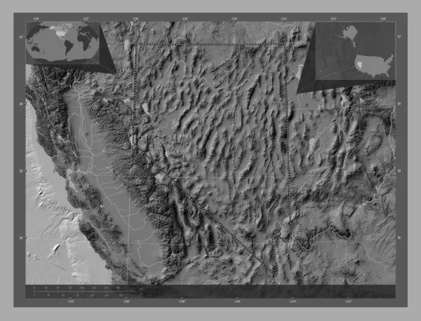 Nevada Staat Van Verenigde Staten Van Amerika Hoogteplattegrond Met Meren — Stockfoto