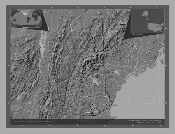 Νιου Χάμσαϊρ Πολιτεία Των Ηπα Bilevel Υψομετρικός Χάρτης Λίμνες Και — Φωτογραφία Αρχείου