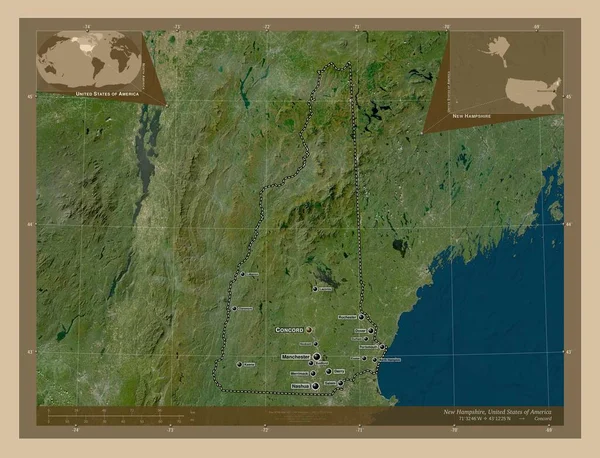 New Hampshire Stát Spojené Státy Americké Satelitní Mapa Nízkým Rozlišením — Stock fotografie