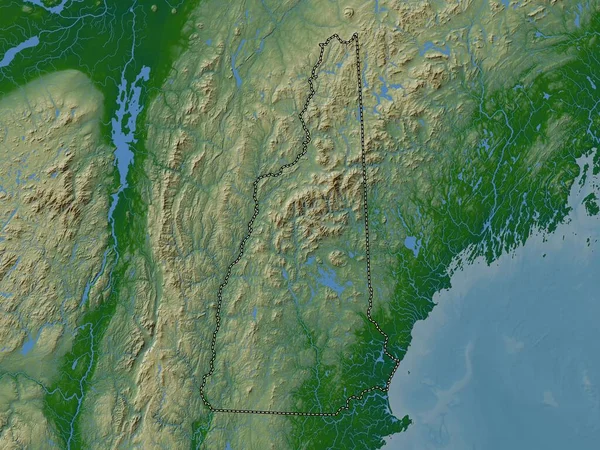 New Hampshire Bundesstaat Der Vereinigten Staaten Von Amerika Farbige Höhenkarte — Stockfoto