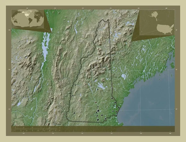 New Hampshire État Des États Unis Carte Altitude Colorée Dans — Photo