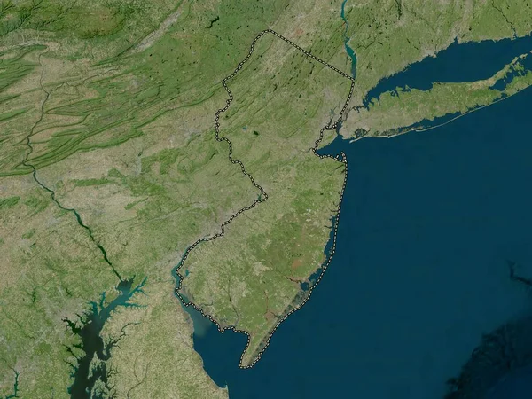 New Jersey Amerikai Egyesült Államok Nagyfelbontású Műholdas Térkép — Stock Fotó