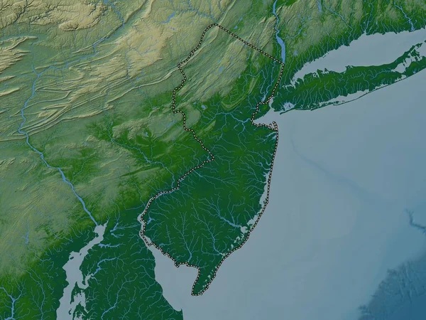 Nueva Jersey Estado Los Estados Unidos América Mapa Elevación Colores —  Fotos de Stock