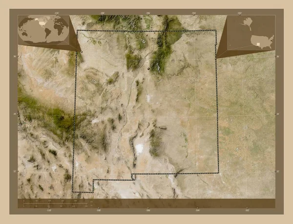 New Mexico Bundesstaat Der Vereinigten Staaten Von Amerika Satellitenkarte Mit — Stockfoto