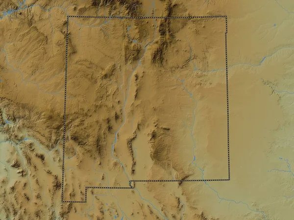 Нью Мексико Штат Сша Кольорові Карти Висот Озерами Річками — стокове фото